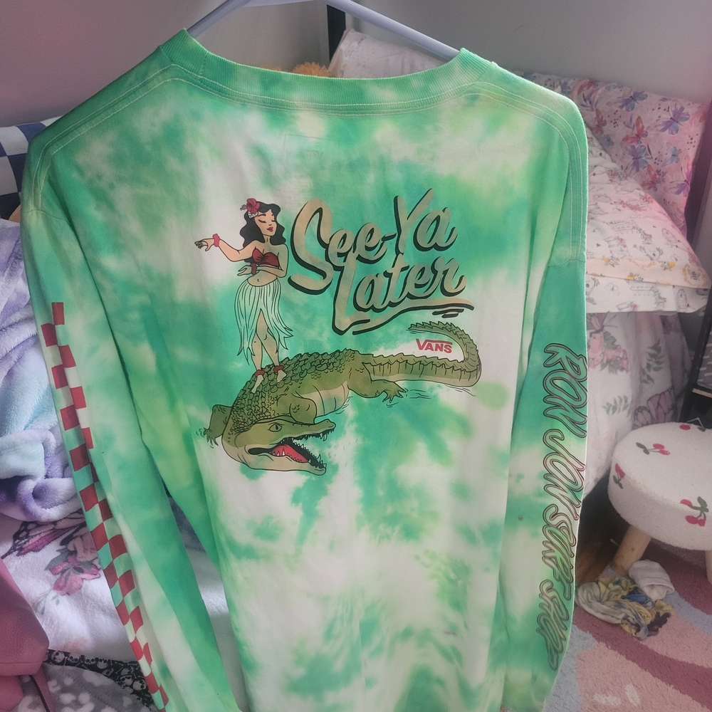 Vans Green Tie-Dye Long Sleeve Shirt